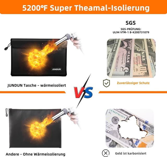 Thumbnail 3 de JUNDUN Feuerfeste Dokumententasche 27x17 cm