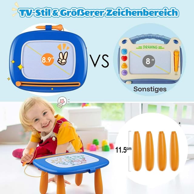 Detalle de Smasiagon magnetische Maltafel „Zaubertafel“ – löschbares Magnet-Zeichenbrett für Kinder (ab 1–3 Jahren), Marineblau