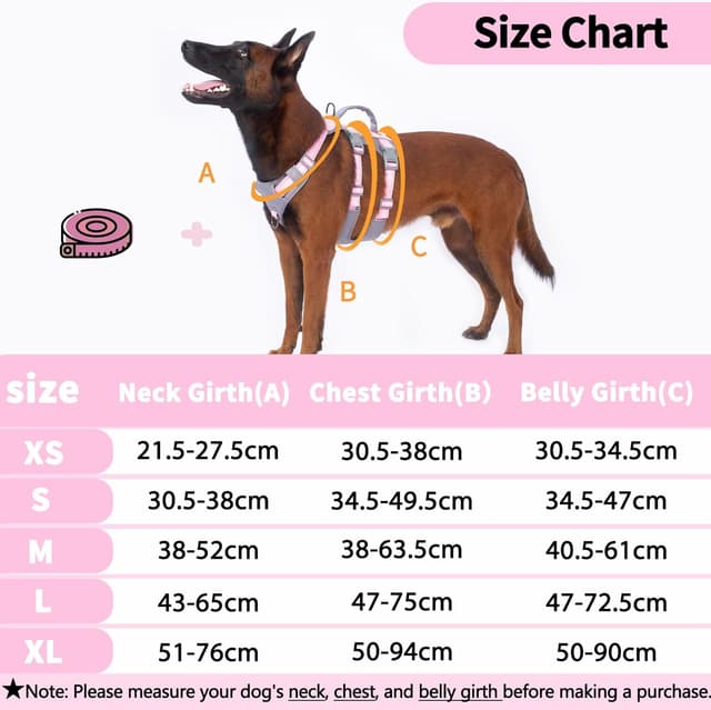 Detalle 2 de Huntboo Escape Proof Dog Harness Medium (Light Pink, M) with Anti-Pull Control Handle