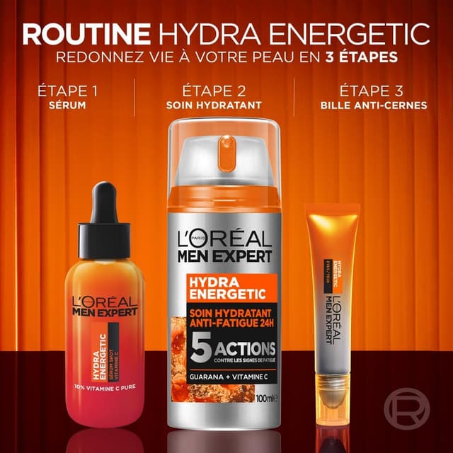 Thumbnail 6 de L’Oréal Men Expert Hydra Energetic Soin hydratant anti-fatigue 24H Vitamine C pure 10% – 100 ml