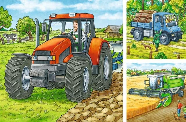Detalle 2 de Ravensburger Kinderpuzzle 09388 „Große Landmaschinen“ – 3×49 Teile, Puzzle für Kinder ab 5 Jahren