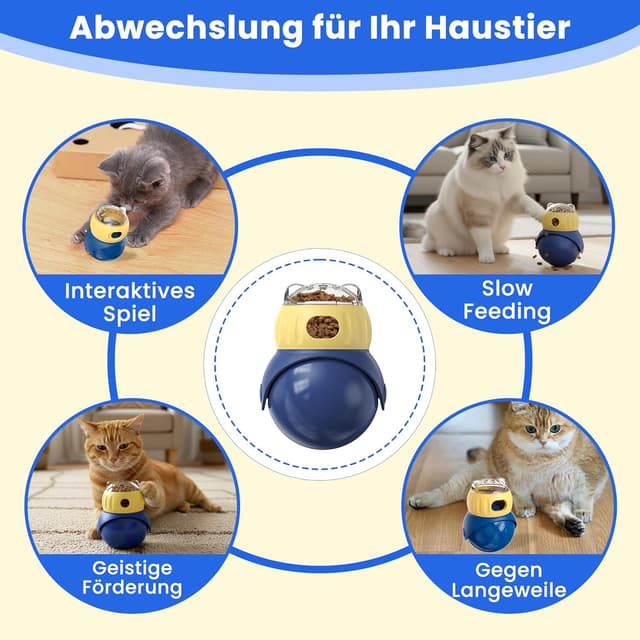 Detalle de FuntasticFinds Intelligenzspielzeug für Katzen mit verstellbarem Leckerli-Spender