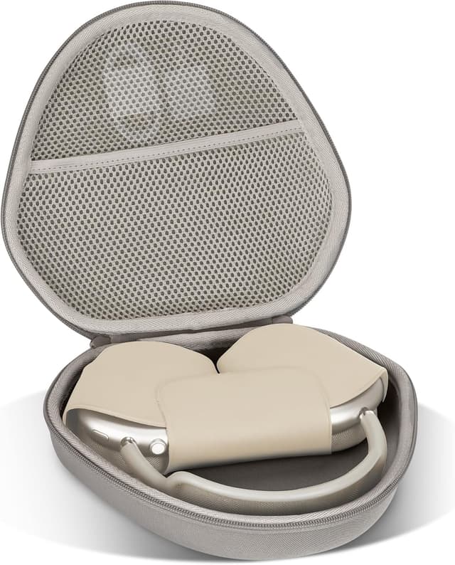 Detalle de Lebakort Hart Tasche Hülle Etui für Apple AirPods Max (Erdbraun) – Schutz-Case mit Stauraum