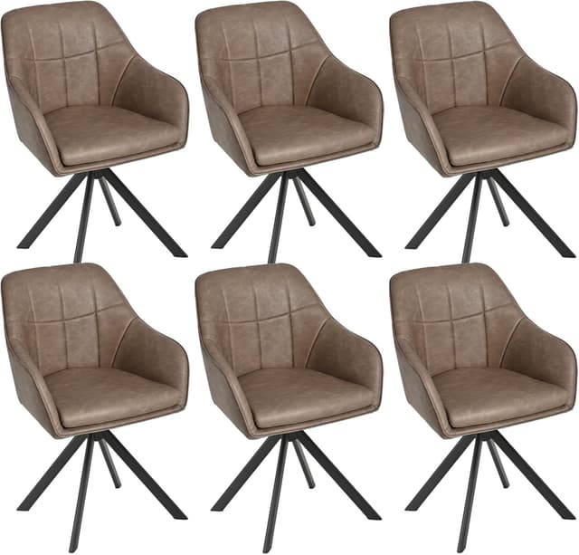 Detalle de Goeurvant drehbare Esszimmerstühle mit Armlehne (6er-Set) in Dunkelbraun