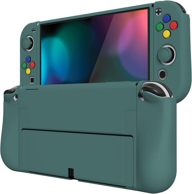 Detalle de playvital PlayVital ZealProtect Soft Protective Case for Nintendo Switch OLED in Hunter Green