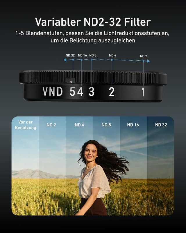 Detalle de TELESIN Filter-Set für Action 6 mit VND 2-32