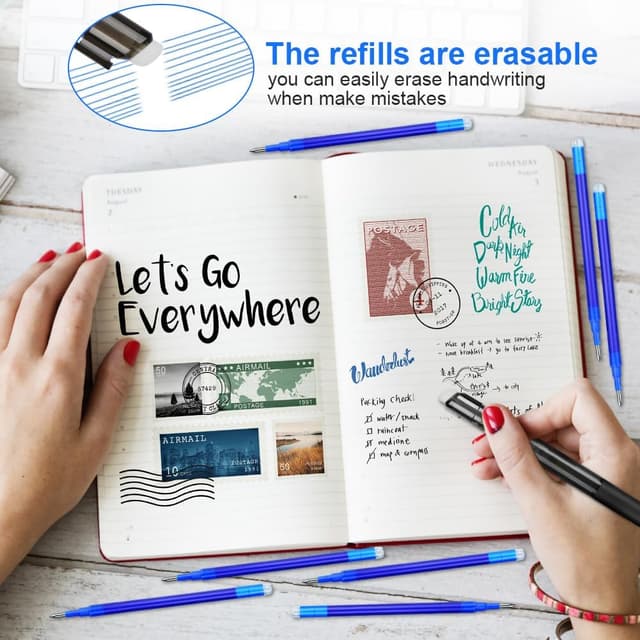 Detalle de Vicloon recharge pour stylo gel effaçable (12 recharges) pointe 0,7 mm, bleu