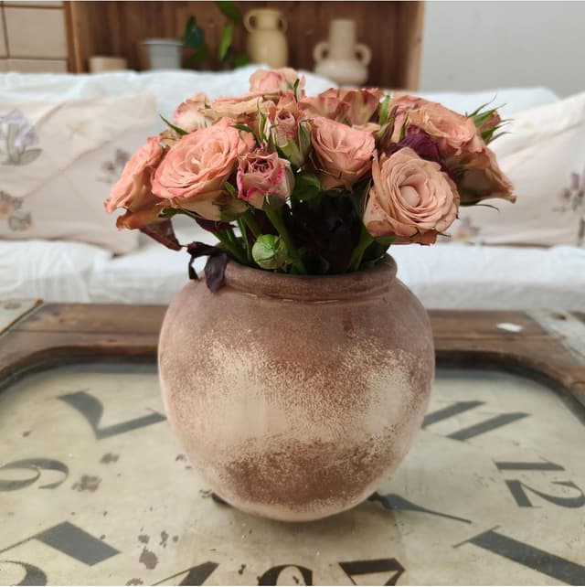 Thumbnail 2 de Rustic Ceramic Vase 6in brown