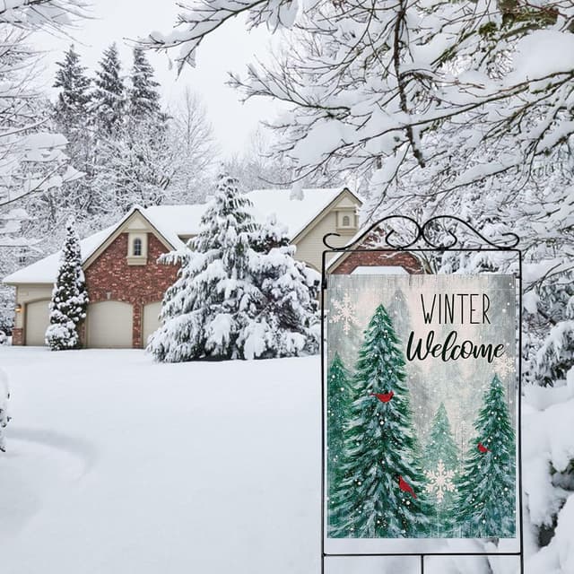 Thumbnail 4 de Artofy Winter Welcome 28 x 40 Outdoor House Flag 🎍