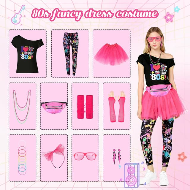 Thumbnail 6 de HuiJuKeJi 80s Neon Fancy Dress Outfit