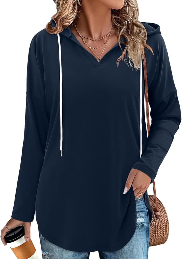 Detalle de CHICZONE Ladies Fashion Tops Hoodies – Oversized Pullover Long Sleeve Sweatshirts with V-neck