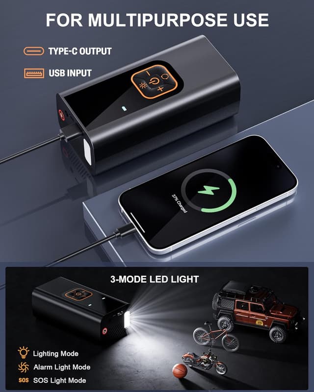 Thumbnail 5 de QKMPOM 180PSI Tire Inflator Portable Air Compressor