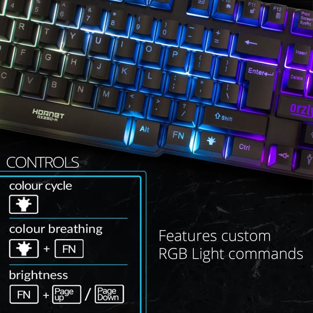 Detalle de Orzly RX250-K RGB gaming keyboard 104-key