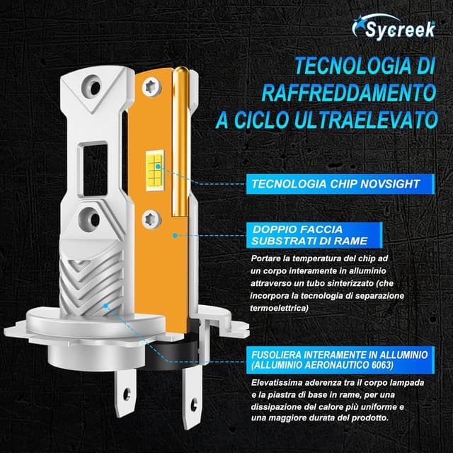 Detalle 2 de Sycreek H7 LED 22000LM 6500K lampadine auto e moto