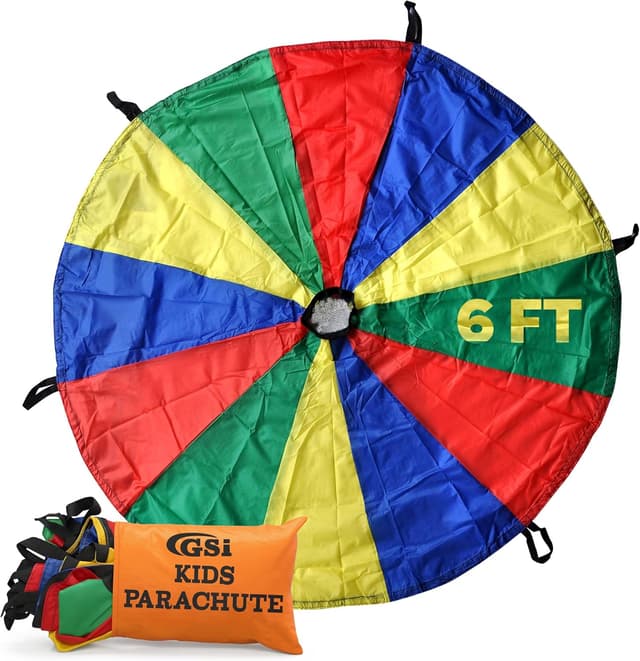 Detalle de GSi Kids Play Parachute Rainbow Parachute Toy Tent Game (6ft) for Gymnastics & Group Play