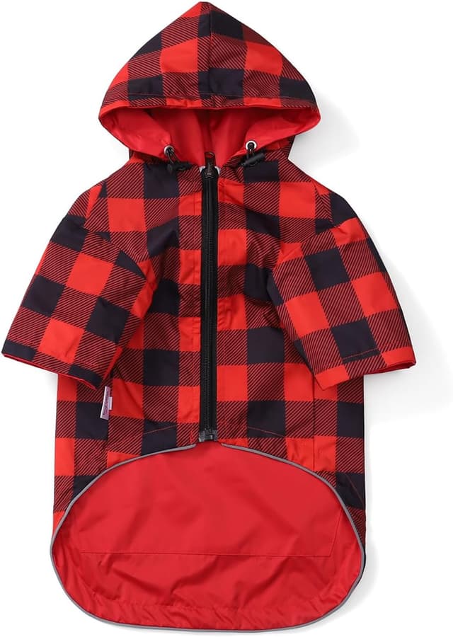 Imagen de Red Waterproof Dog Coat with Legs L en OfertitasTOP