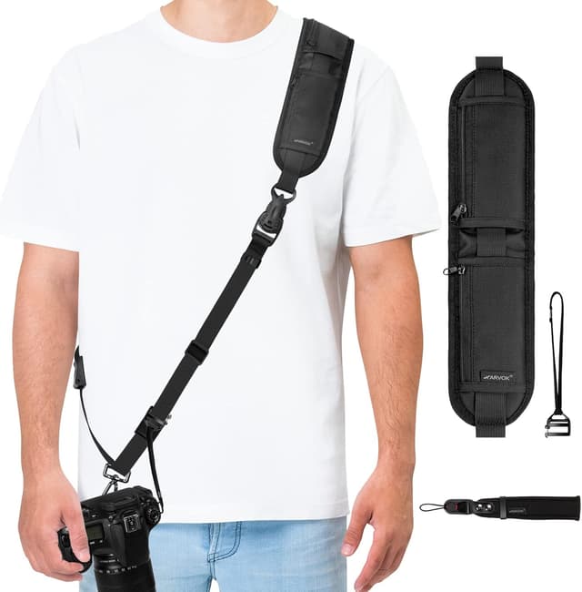 Detalle de Arvok ARVOK Camera Strap with Quick Release & Safety Tether – Adjustable DSLR Shoulder Strap for Nikon, Canon, Sony & Fuji