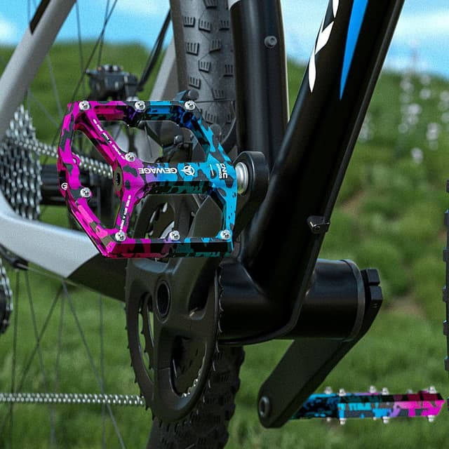 Detalle 2 de GEWAGE CNC machined flat bike pedals with removable anti-skid pins (9/16")