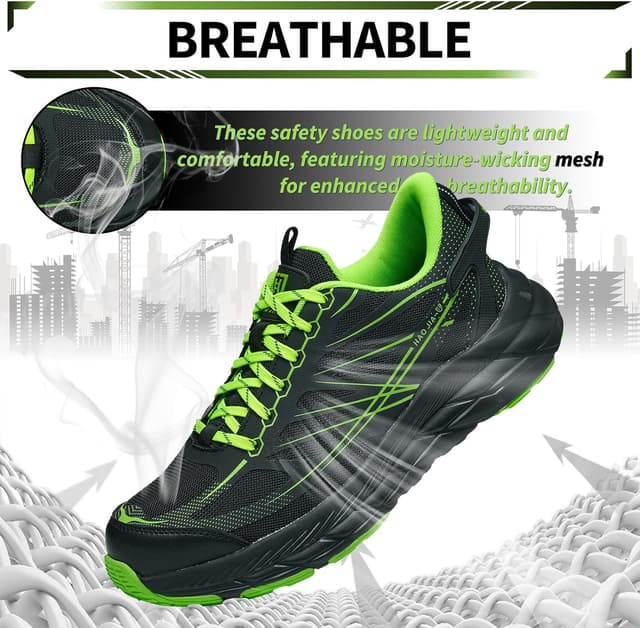 Detalle de NBOFIEHY Chaussures de sécurité légères antidérapantes et respirantes (embout acier 200 J, semelle EVA/kevlar)