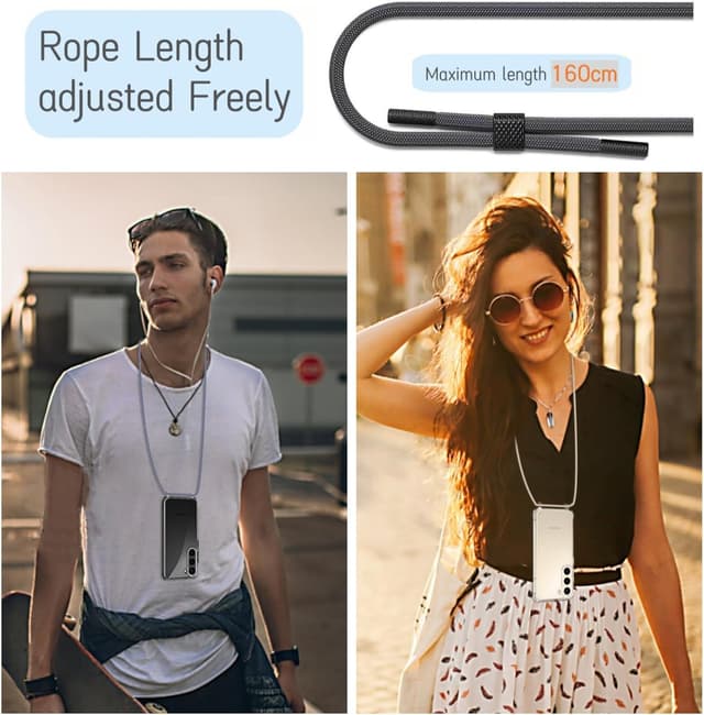 Thumbnail 6 de Vaykwo Handykette für Samsung Galaxy A55 5G / A35 5G – transparente Case zum Umhängen mit Kameraschutz und Bildschirmschutz, grau