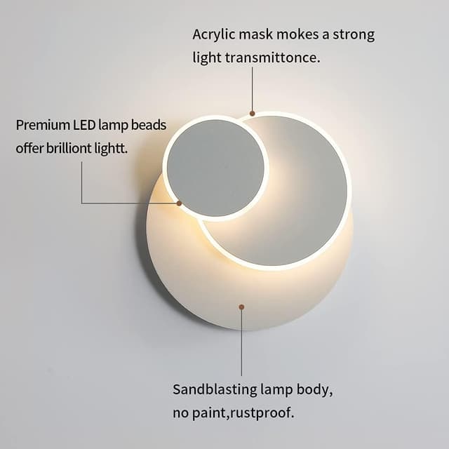 Detalle de DELIPOP Applique da parete interno LED 15W rotonda girevole 350° bianco caldo 3000K