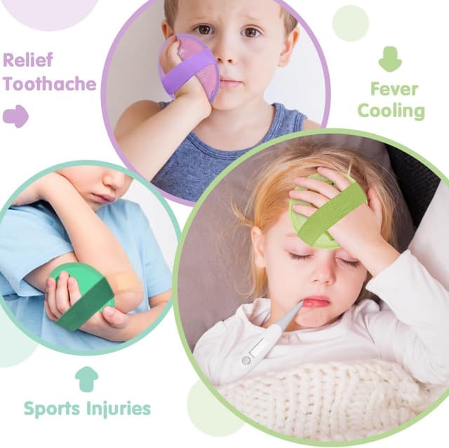 Detalle de Hilph 4.7" Kids Ice Pack Set (3-Pack) for Bumps, Bruises & Fever Relief