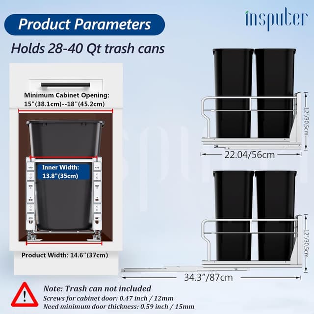 Detalle 2 de Inputer Dual Pull Out Trash Can 17" Fit