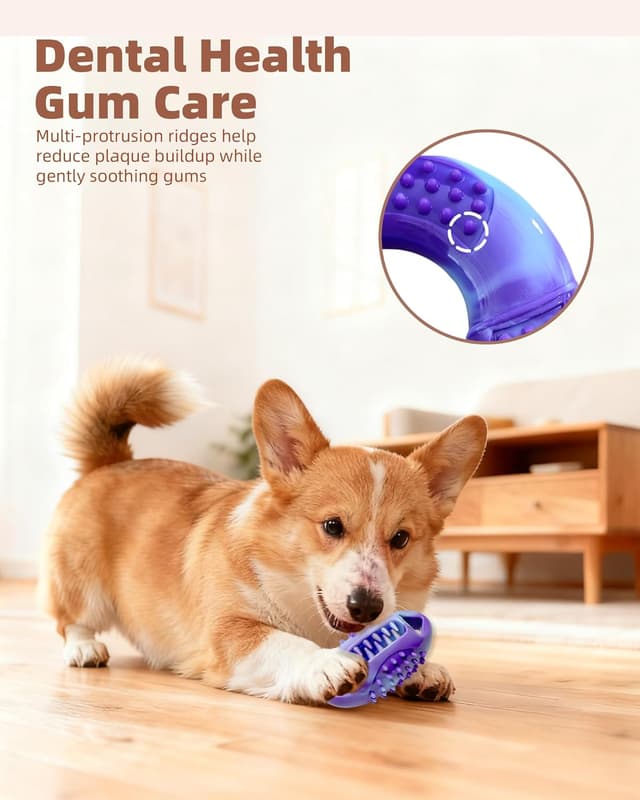 Detalle de ETIALURE Purple Puppy Chew Toys (3-Piece Set) – Rubber Interactive Dental Chewers & Slow Feeder Treat Toy