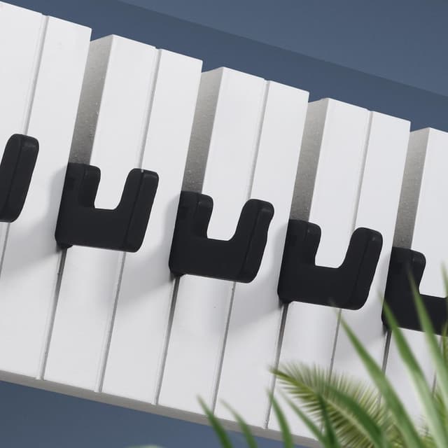 Detalle de Patère murale pour enfants RICOO WM1886-S en bois noir et blanc (29x15x2 cm)