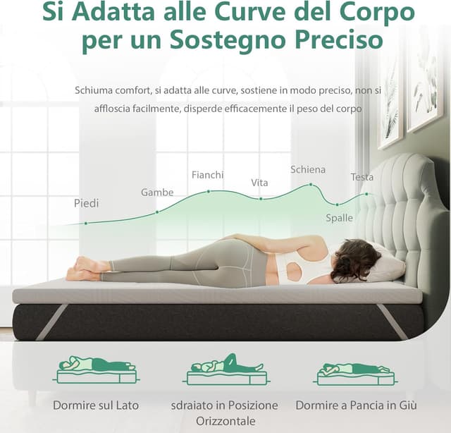 Detalle 2 de Novilla Materasso Topper 140x190 cm altezza 7,5 cm in schiuma di fibra di bambù