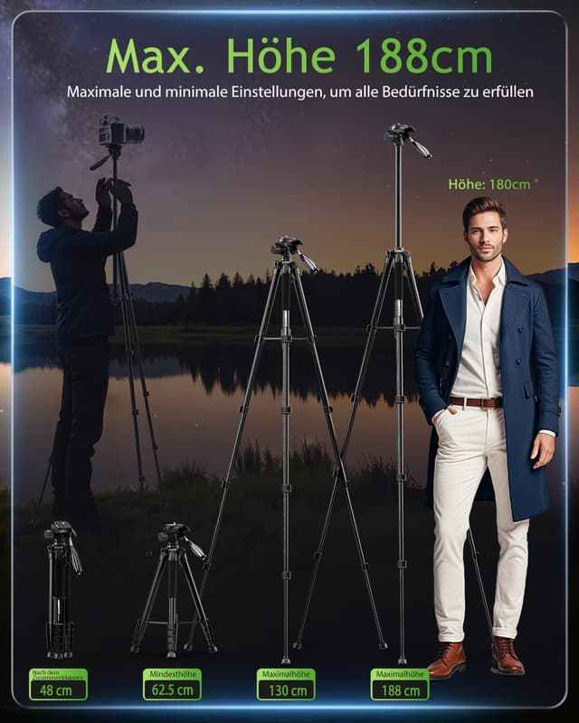 Detalle 2 de CAMBOFOTO Aluminium Kamerastativ 188 cm