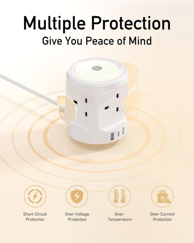 Detalle 2 de Extension Lead with USB Slots and Night Light 4 Way 2M