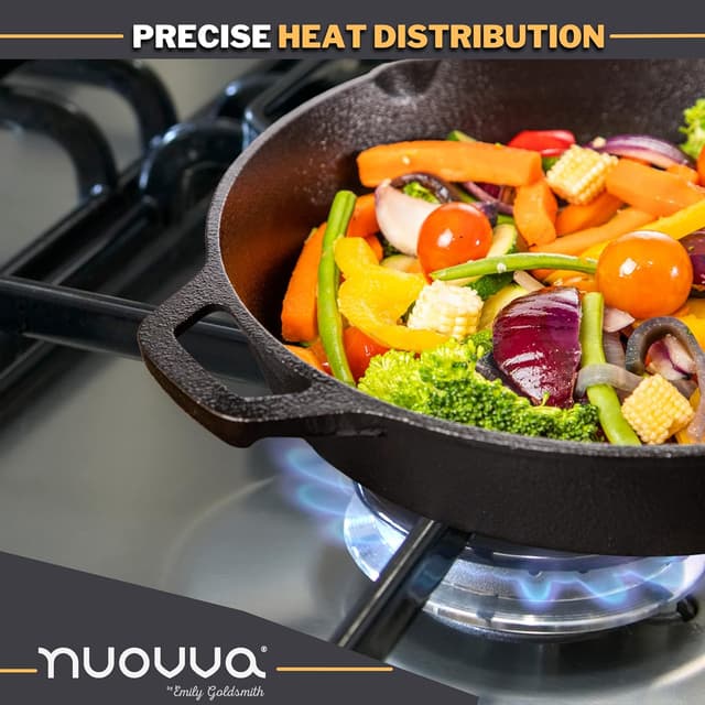 Thumbnail 6 de NUOVVA 2pcs Cast Iron Skillet Set (pre-seasoned) – 10 inch 25cm & 12 inch 30cm oven-safe frying pans