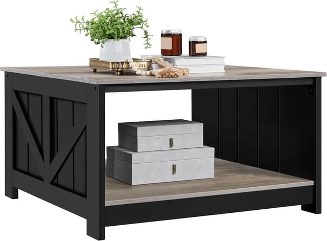 Detalle de Yaheetech Mesa de Centro 80×80 cm con Revistero