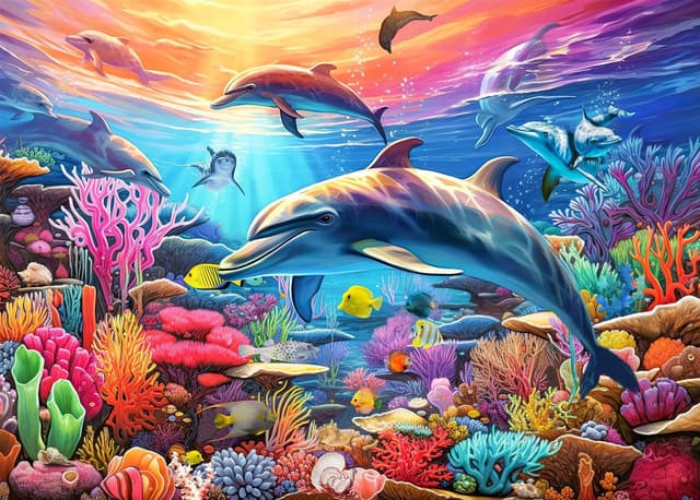 Detalle de Dolphins 500-Piece Jigsaw Puzzle