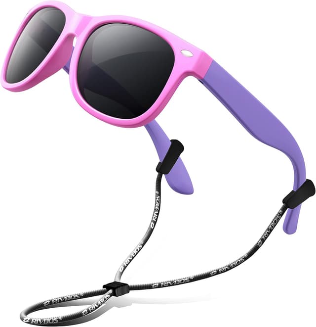 Detalle de RIVBOS Kids Sunglasses RBK004-2 with Polarised Lenses, UV Protection and Glasses Strap (age 3–10)