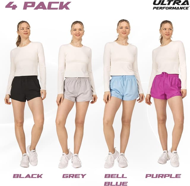 Detalle de Ultra Performance Women’s Running Shorts 4-Pack with Brief Liner