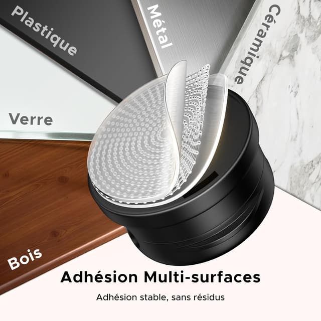 Detalle de UGREEN 6 pièces organiseurs de câbles magnétiques rotatifs à 360° (noir) — clips autocollants pour bureau