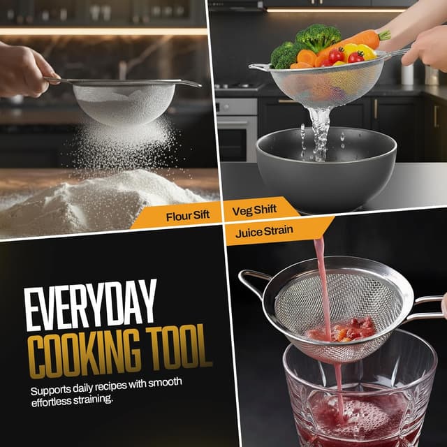 Thumbnail 3 de ELEEN Premium Stainless Steel Strainers 3-Piece Set