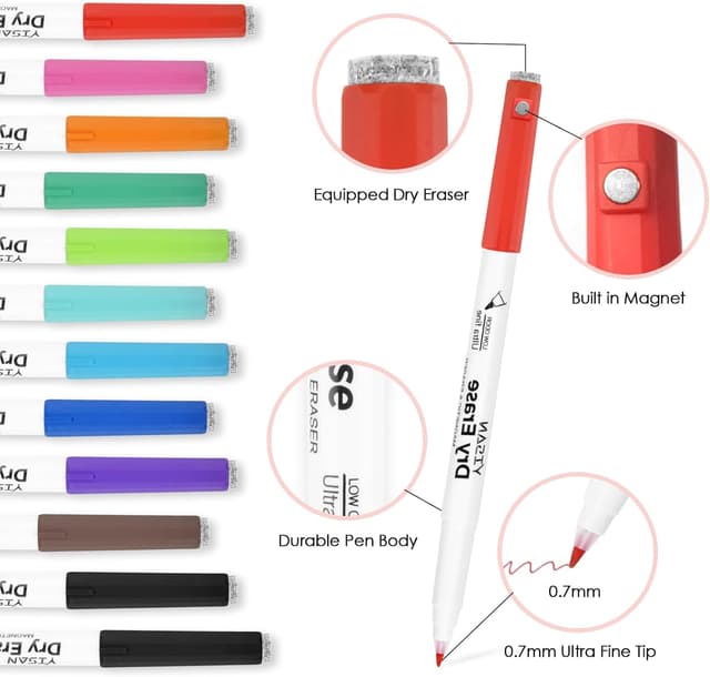 Detalle 2 de YISAN whiteboard pens 12 pack 0.7mm