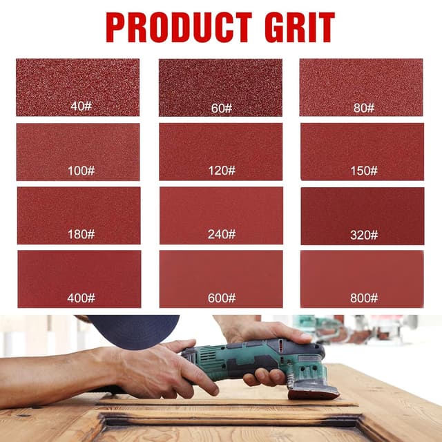 Detalle de KONGMING Schleifpapier Dreieckschleifer Klett, 6-Loch, 400er Körnung (120 Schleifblätter)