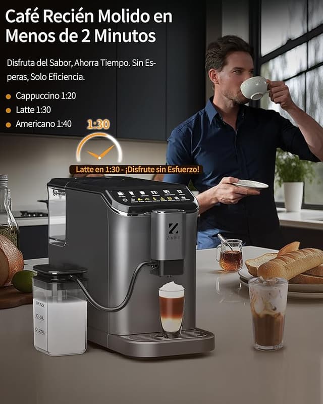 Detalle de ZACHVO Cafetera superautomática 1,5 L
