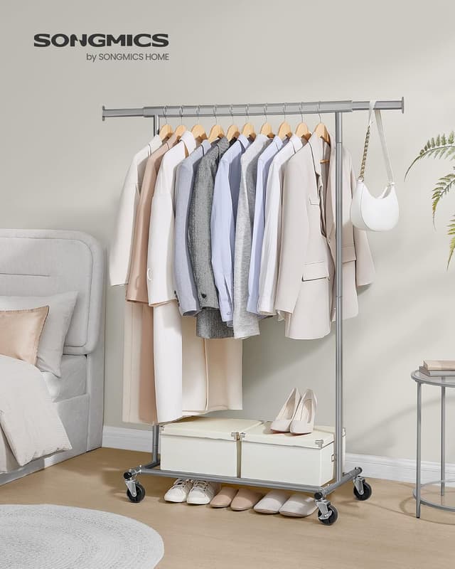 Detalle 2 de SONGMICS HSR013G01 Kleiderständer auf Rollen 100 kg