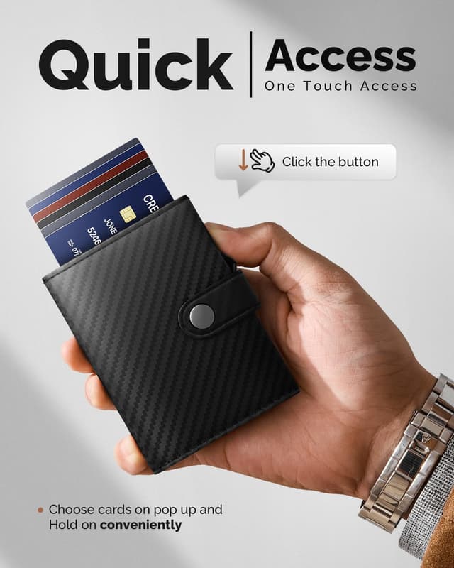 Detalle 2 de YESIIW Pop-up RFID leather trifold wallet, 9 cards đź‘›