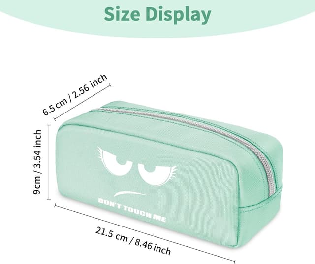 Detalle de FINPAC Trousse scolaire à crayons et maquillage Vert (ne pas toucher) — 1 compartiment, polyester résistant