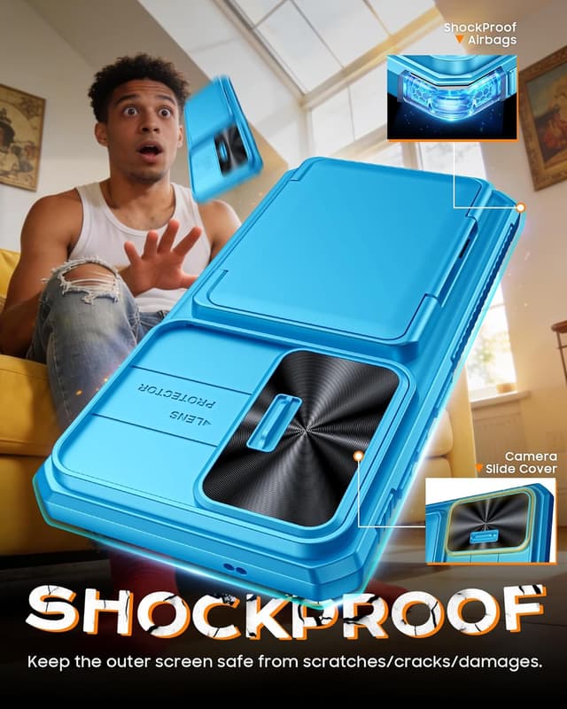 Thumbnail 6 de Vizvera Galaxy S26 Ultra case with sliding camera cover, card wallet and RFID protection (Lake Blue)