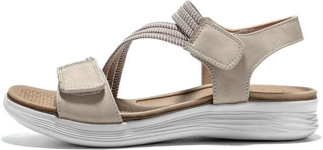 Detalle de Sandali JOMIX da donna comodi estivi con fasce elastiche e plantare ergonomico, chiusura a strappo