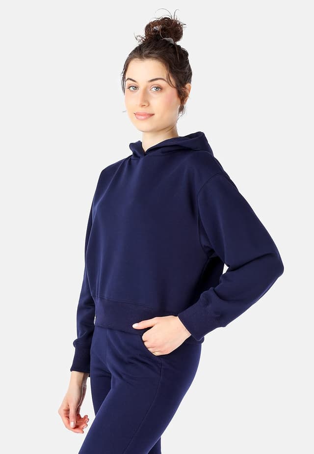 Detalle de Bellivalini sweat à capuche femme court BLV208 en coton (coupe crop)