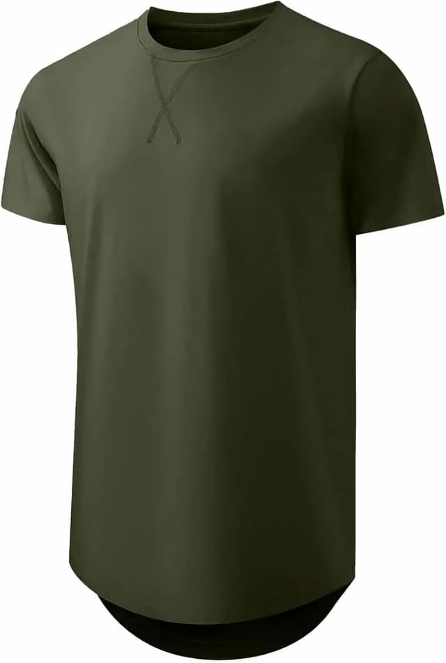 Detalle de Mancozy Men’s Longline Crewneck T-Shirt (3-Pack) for Casual Hipster/Hip Hop Style