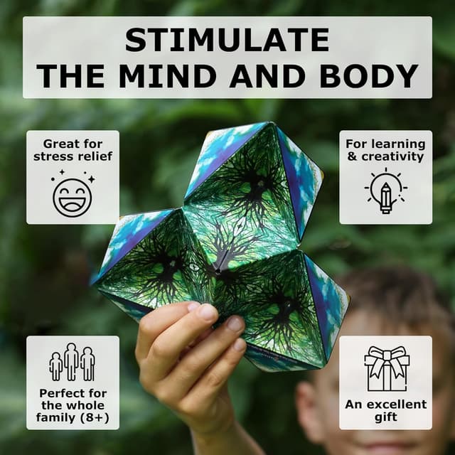 Detalle de Shashibo Formwechsel-Box (Black & White) mit 36 Seltenerdmagneten – patentierter Zappelwürfel mit über 100 Formen